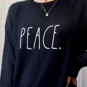 Rae Dunn Peace Crew Neck Sweater M